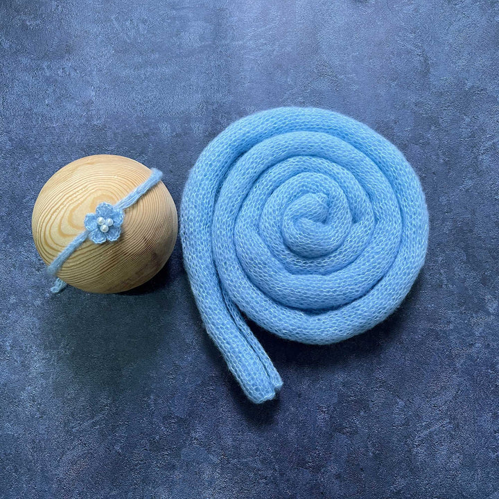 Soft Knit Mohair Wrap with Headwear Set