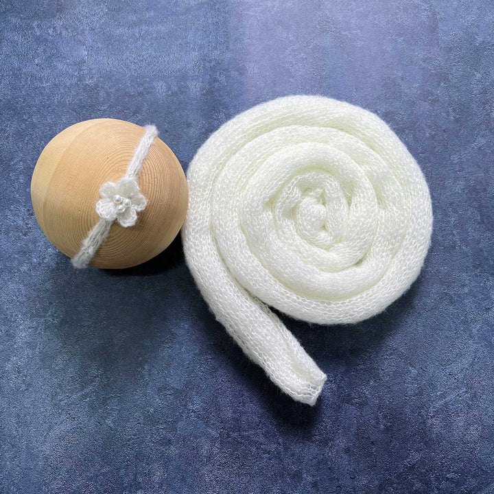 Soft Knit Mohair Wrap with Headwear Set