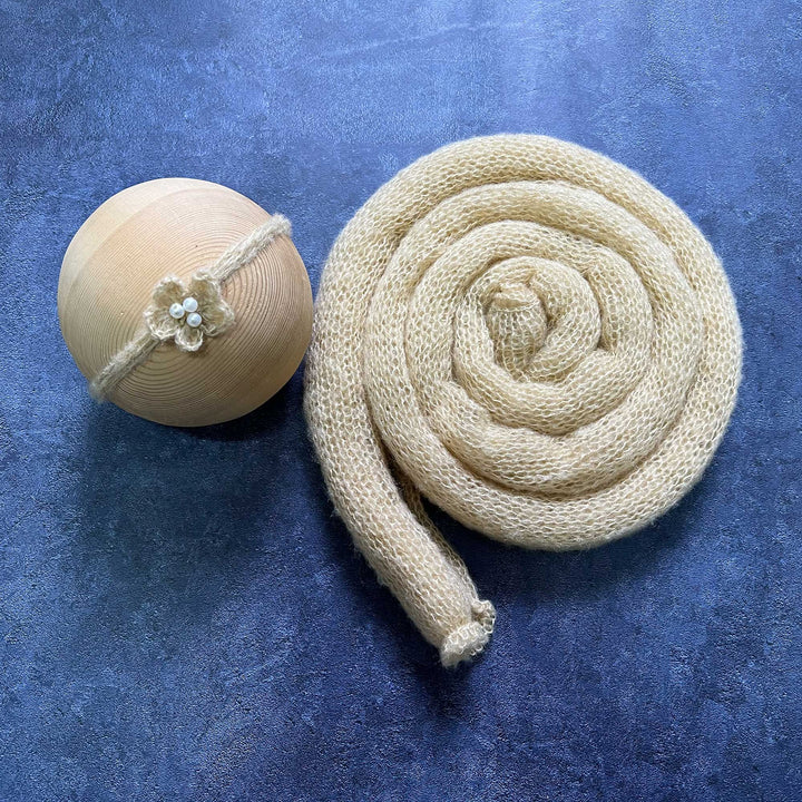 Soft Knit Mohair Wrap with Headwear Set