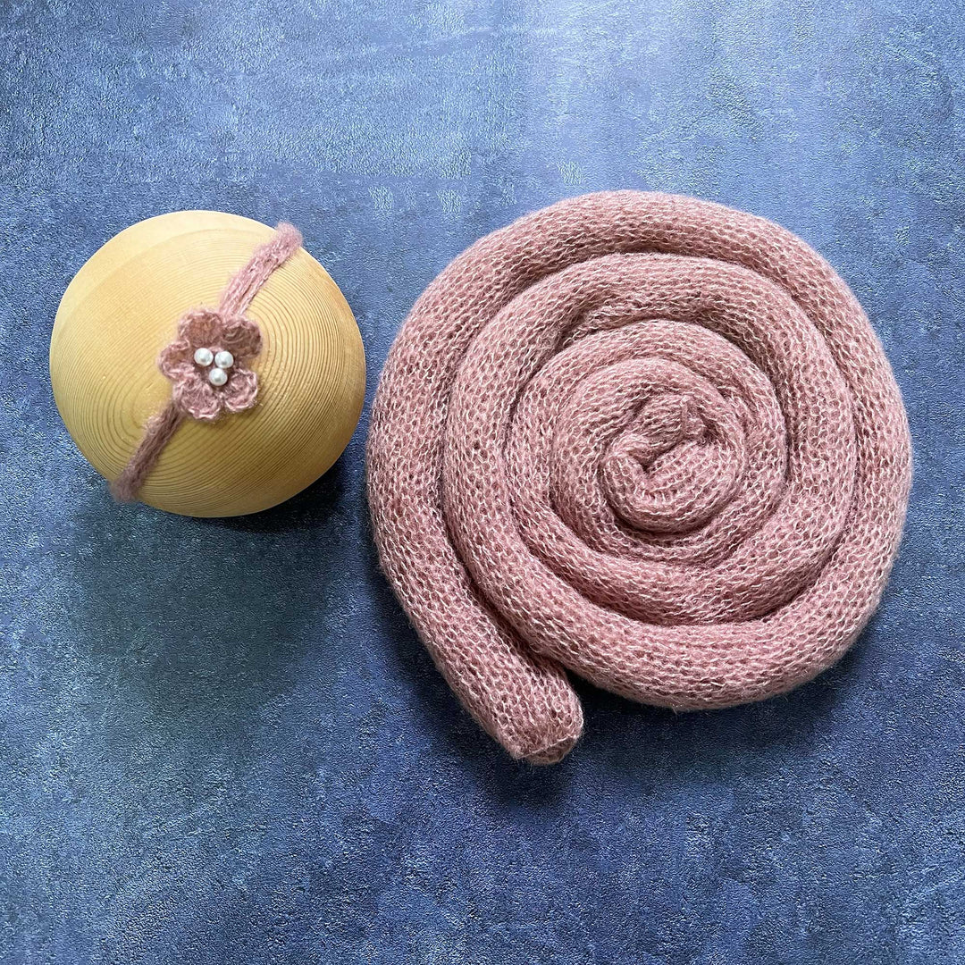 Soft Knit Mohair Wrap with Headwear Set