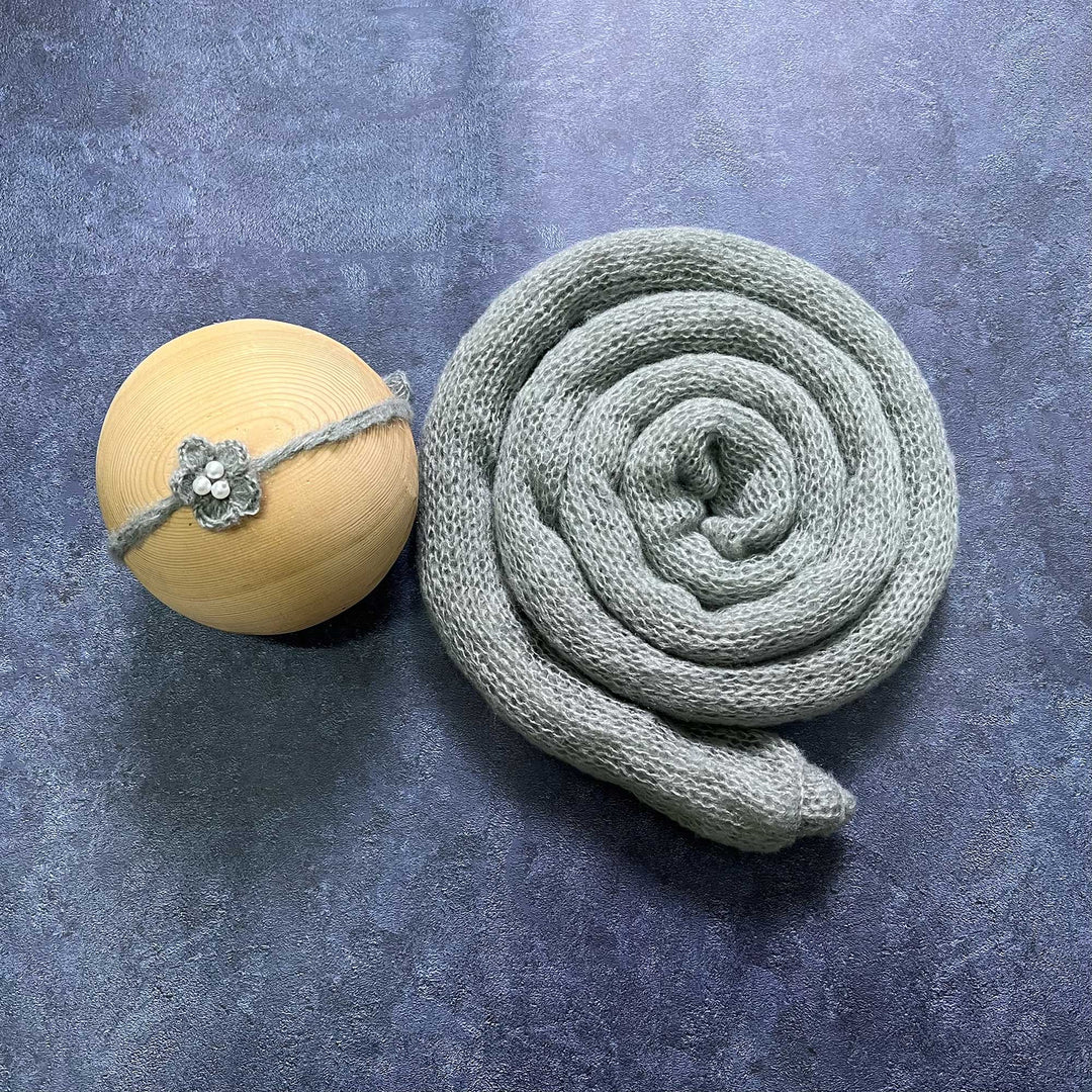 Soft Knit Mohair Wrap with Headwear Set