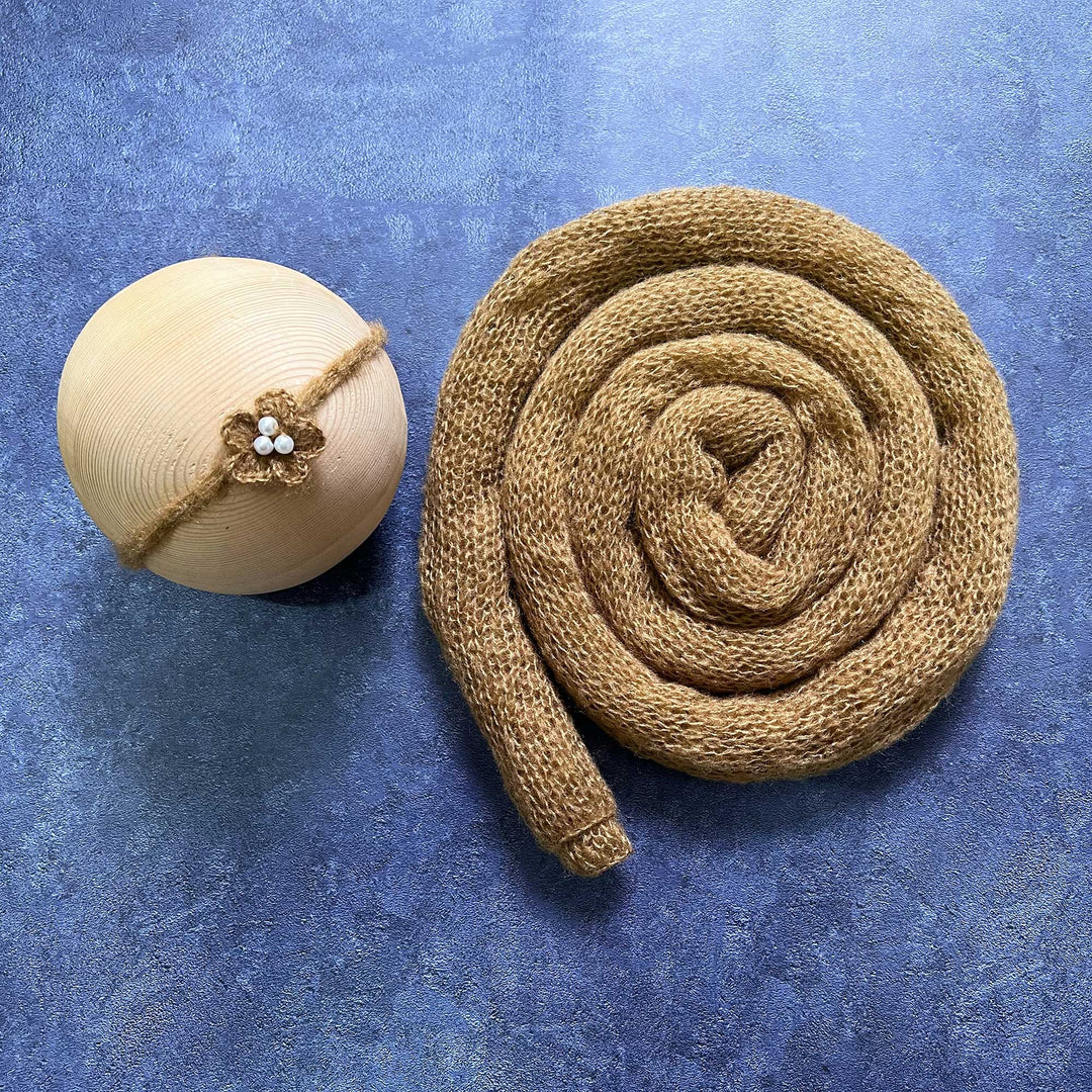 Soft Knit Mohair Wrap with Headwear Set