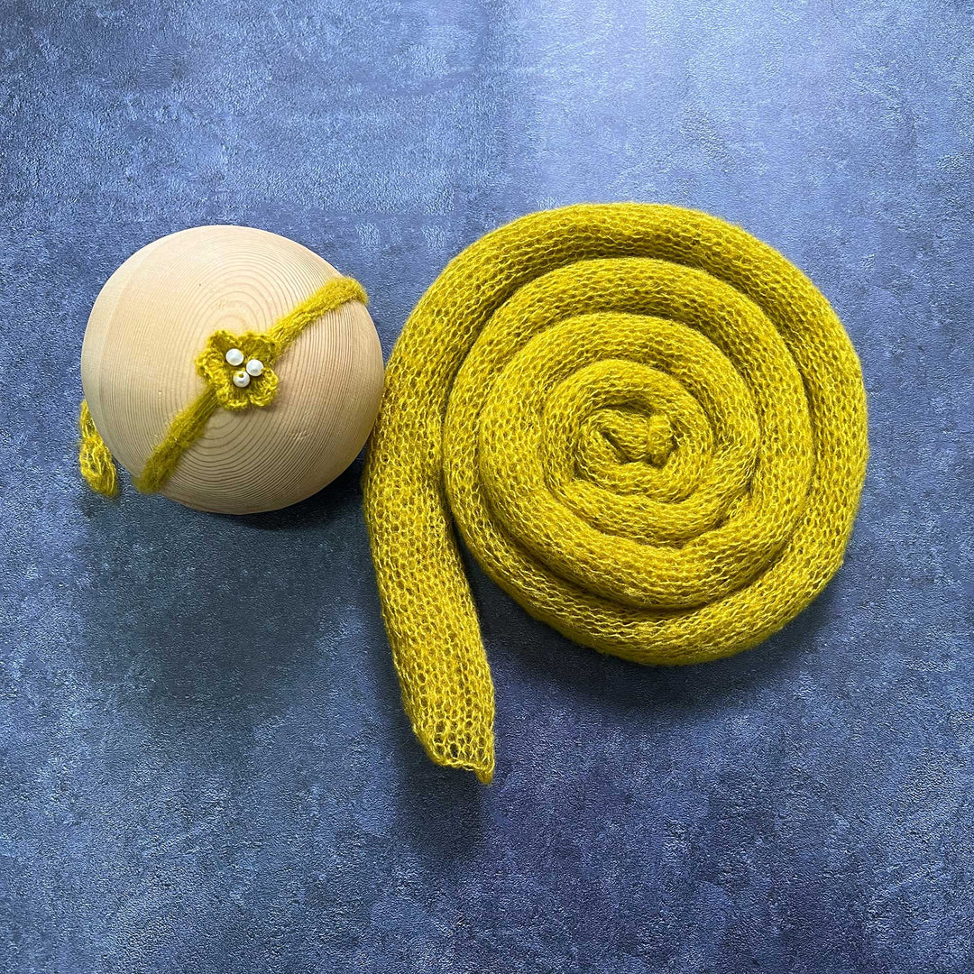 Soft Knit Mohair Wrap with Headwear Set