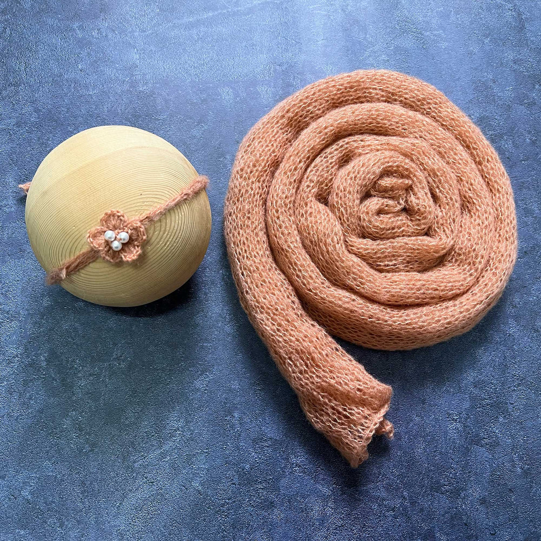 Soft Knit Mohair Wrap with Headwear Set