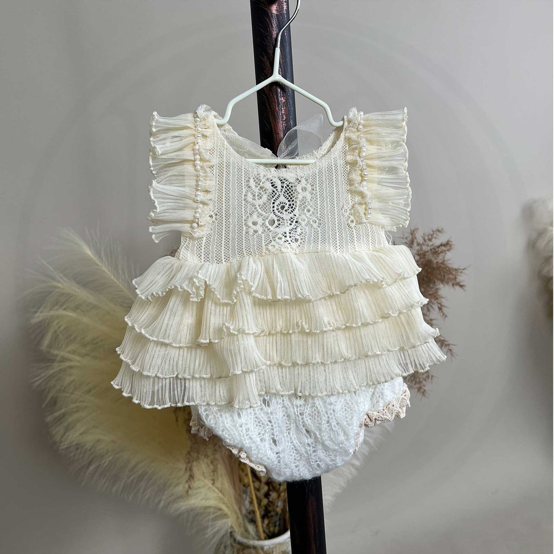 Beige Tutu Newborn Dress