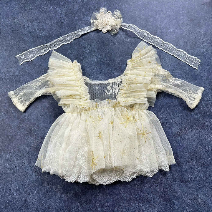 Beige Lace Newborn Romper