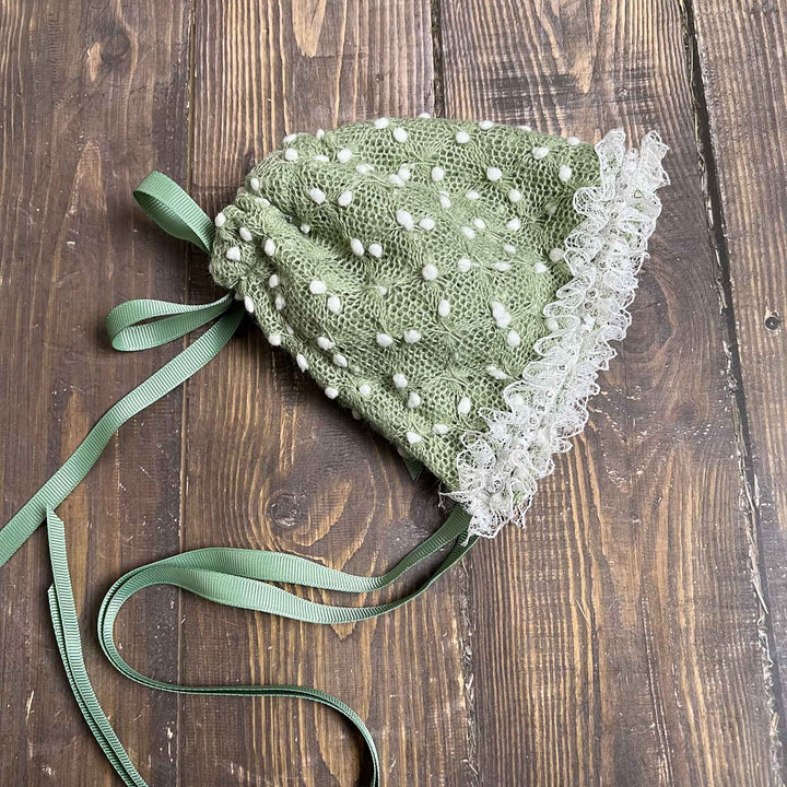Polka Dot Hat with Lace Trim