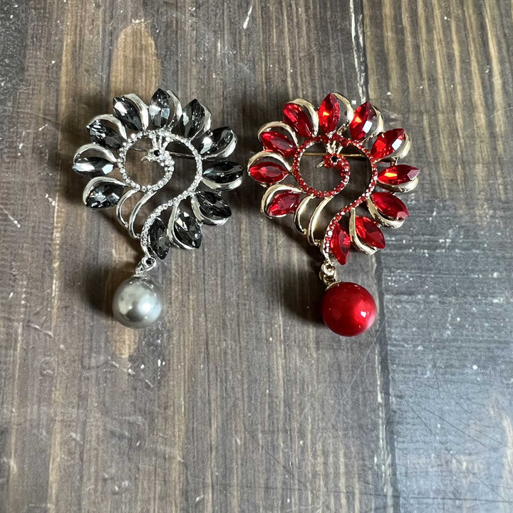 Peacock Rhinestone Brooches