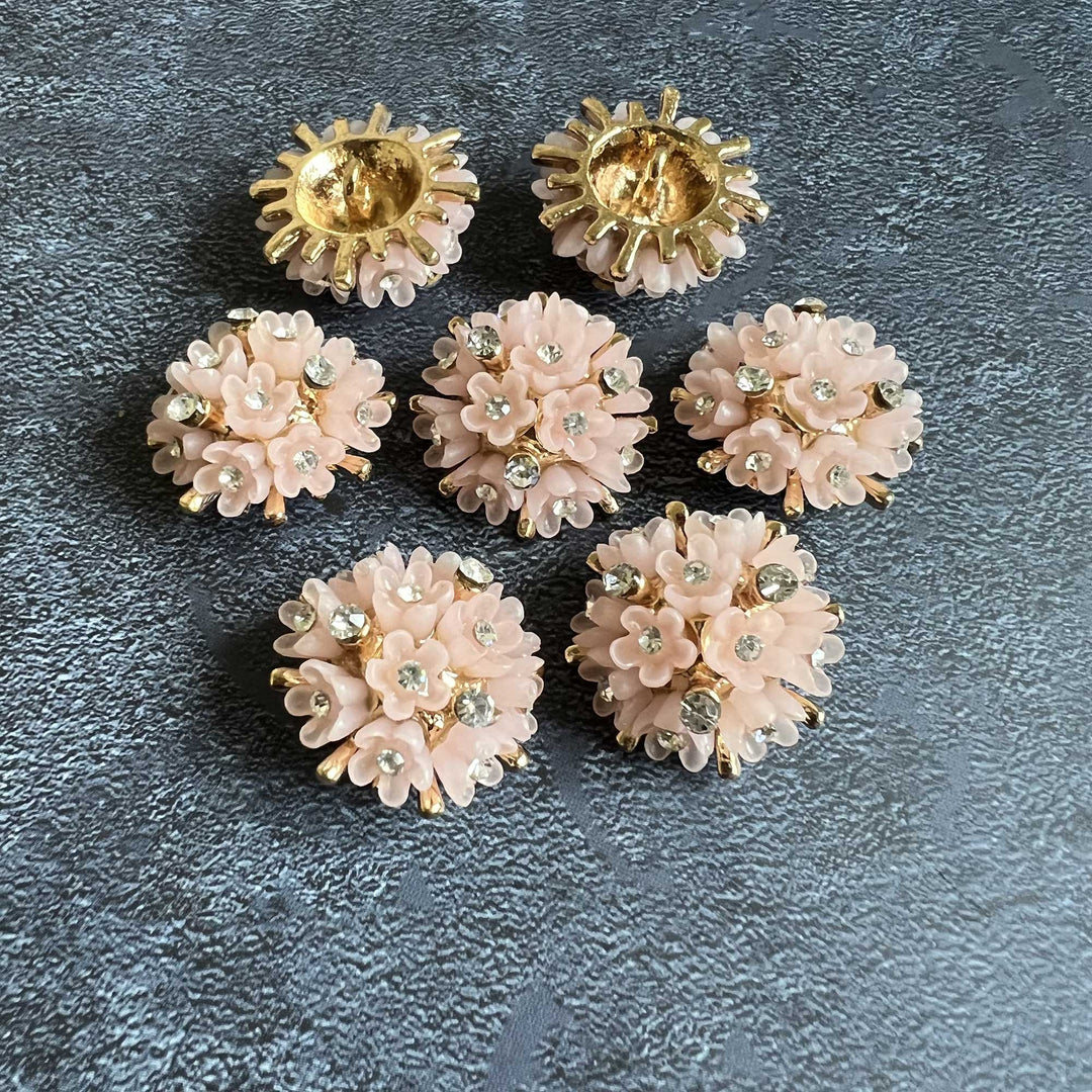 Floral Rhinestone Mushroom Buttons