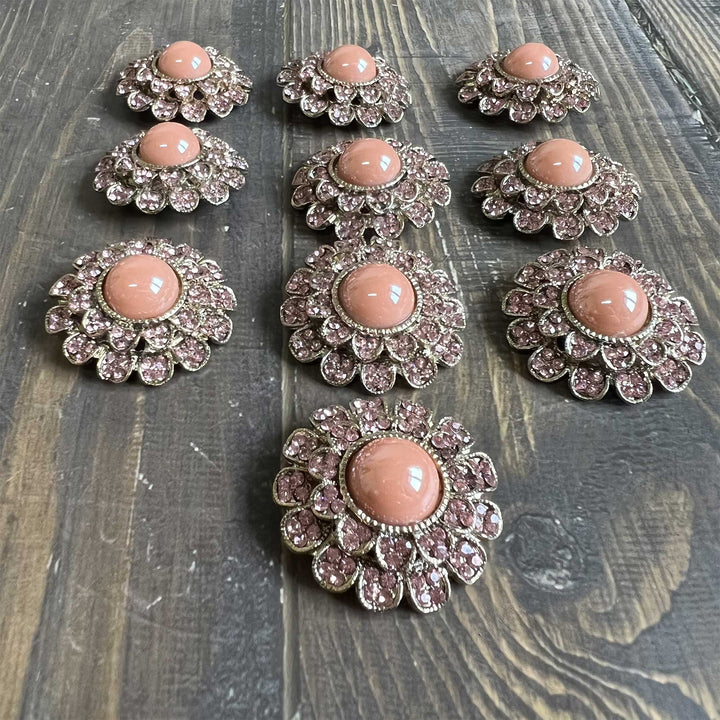 Pearl-Center Rhinestone Petal Buttons