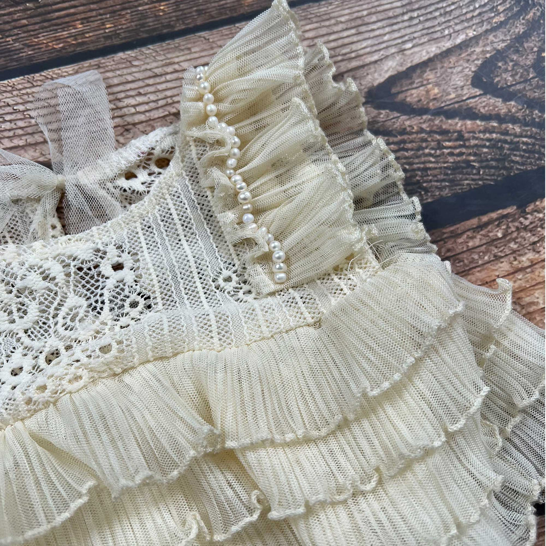 Beige Tutu Newborn Dress
