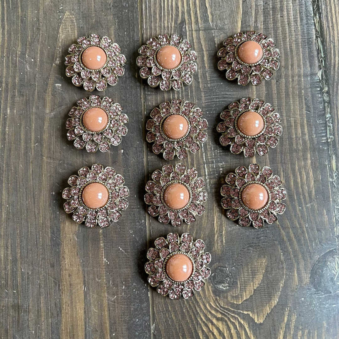 Pearl-Center Rhinestone Petal Buttons