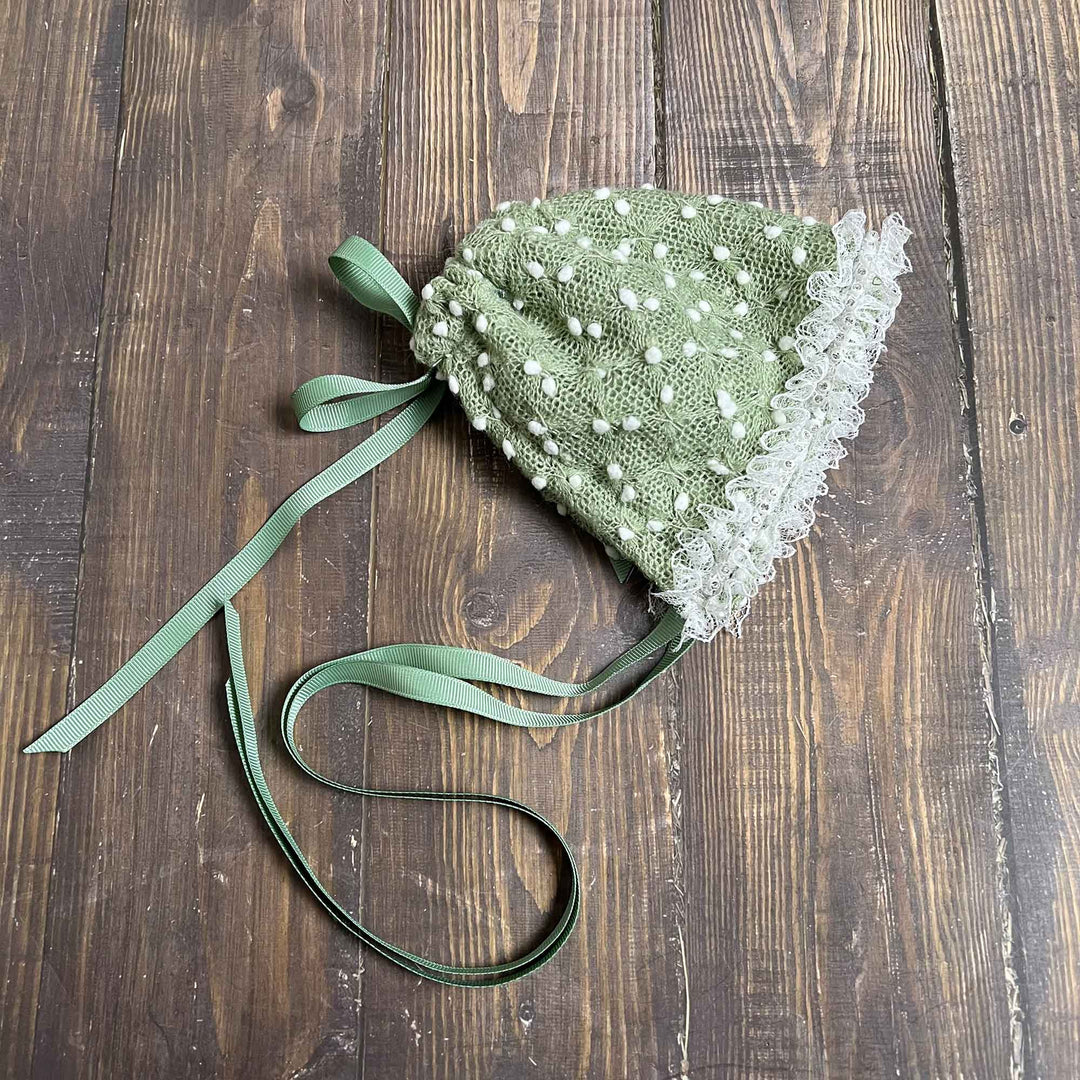 Polka Dot Hat with Lace Trim