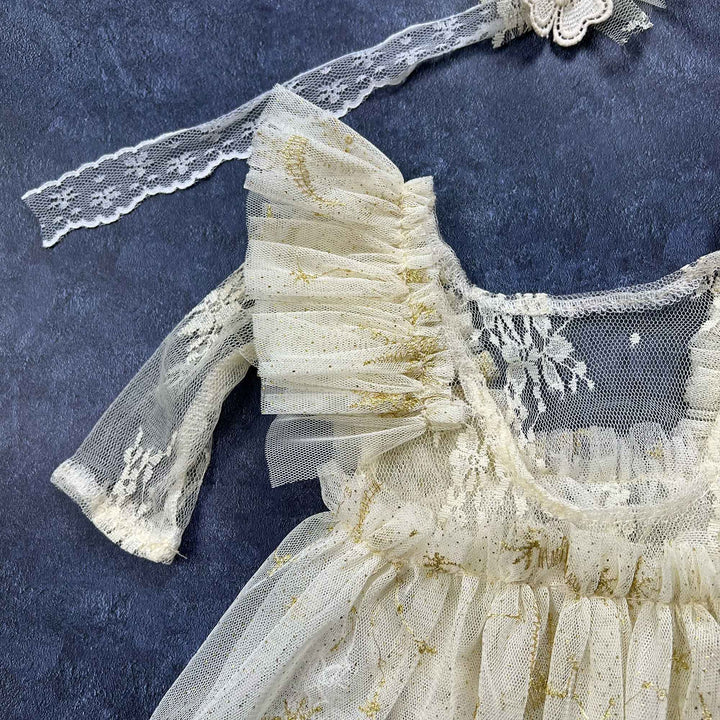 Beige Lace Newborn Romper