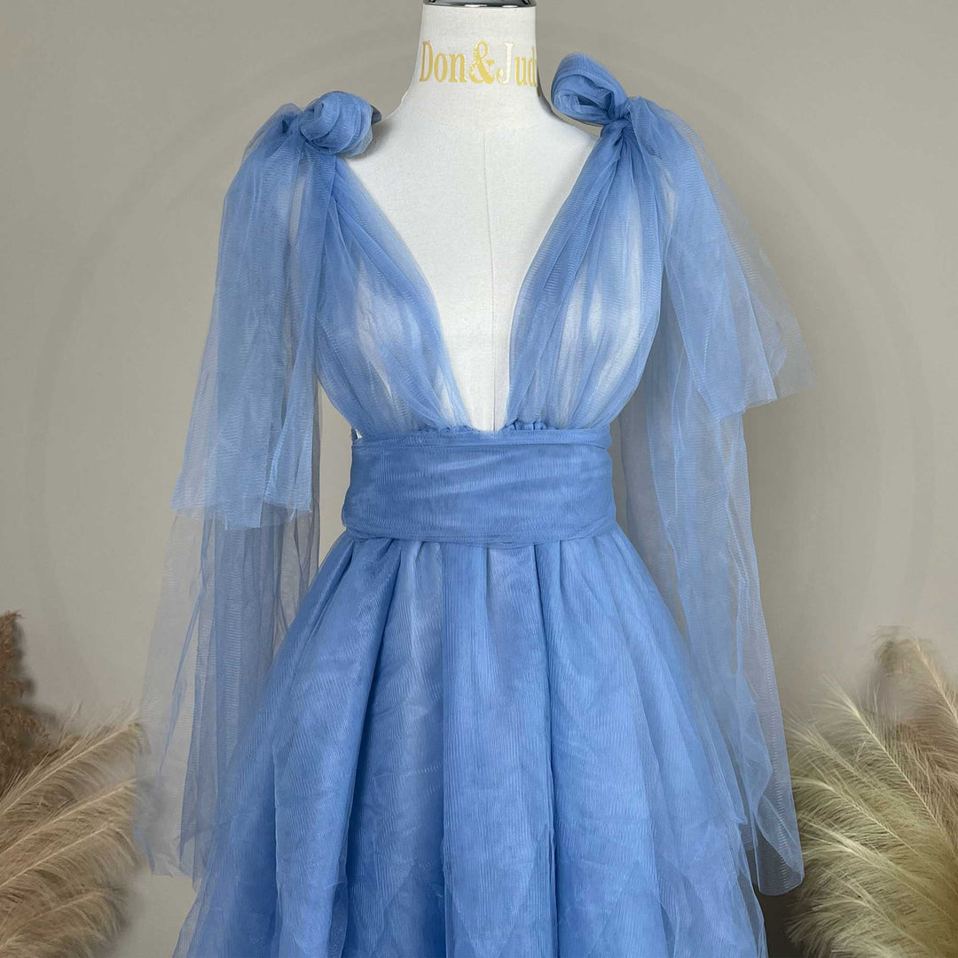 Edith Tulle Bell Sleeves Robe