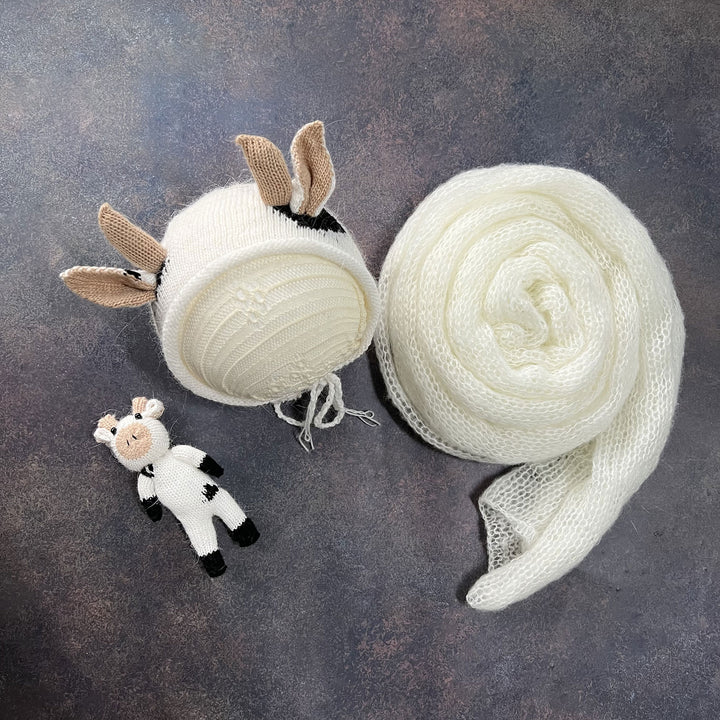 Mohair Wrap Bonnet with Matched Calf Doll Set