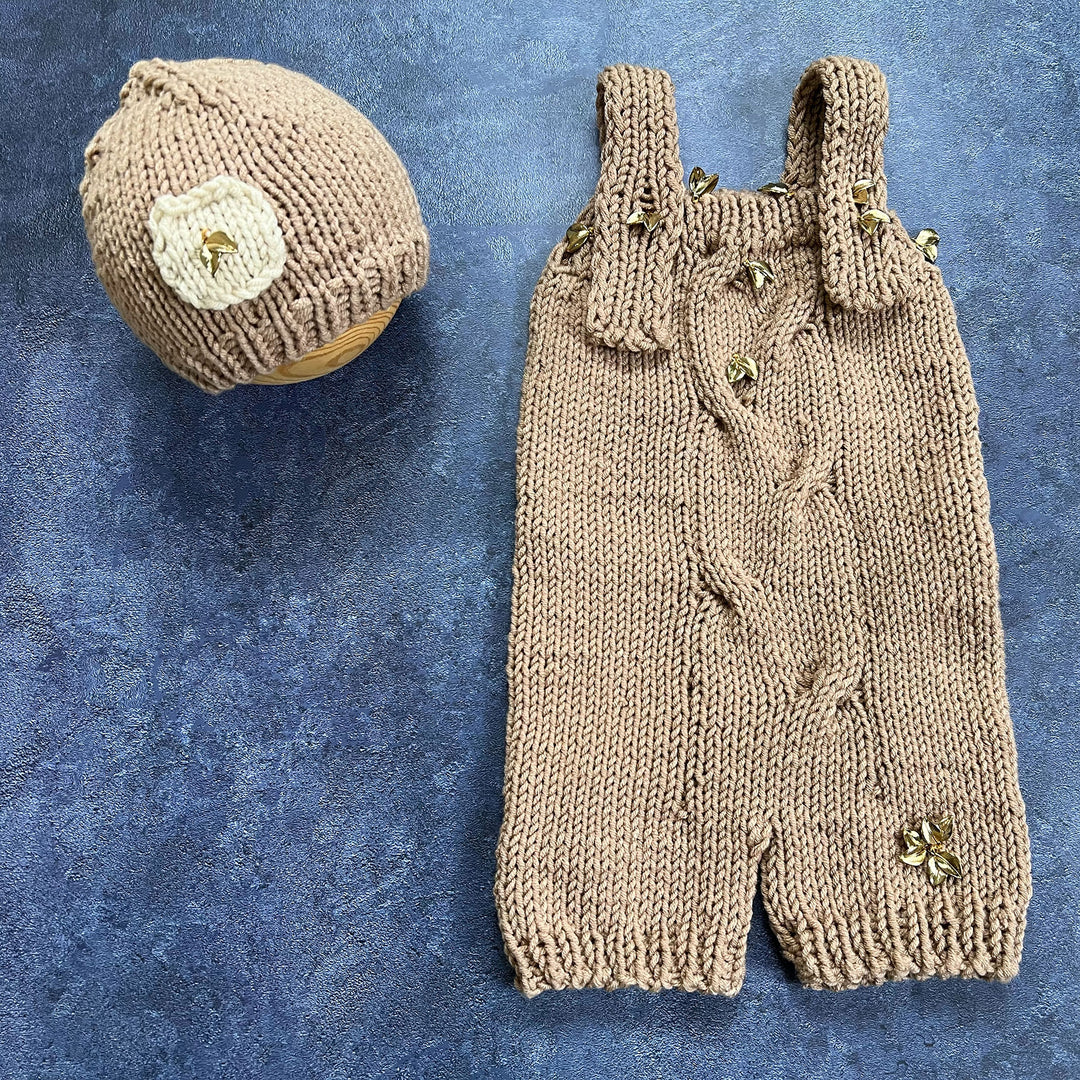 Baby Knit Suspender Pants & Hat Set
