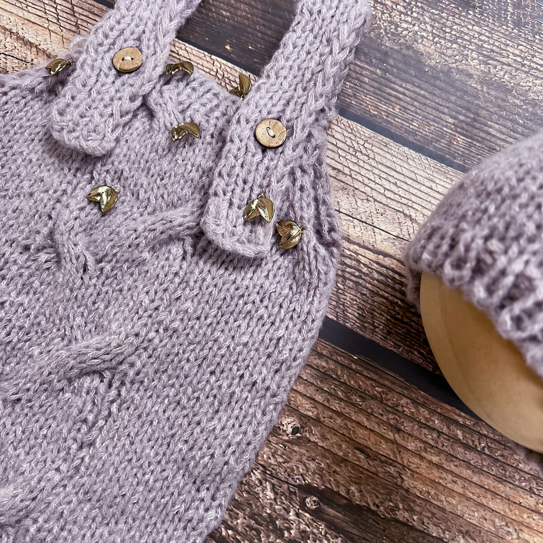 Baby Knit Suspender Pants & Hat Set