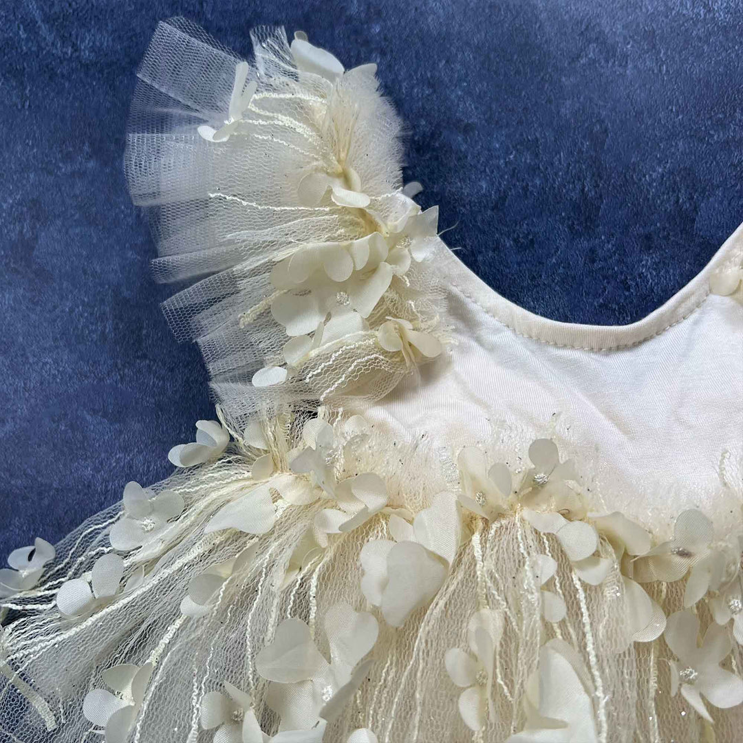 Light Yellow Floral Tulle Newborn Romper