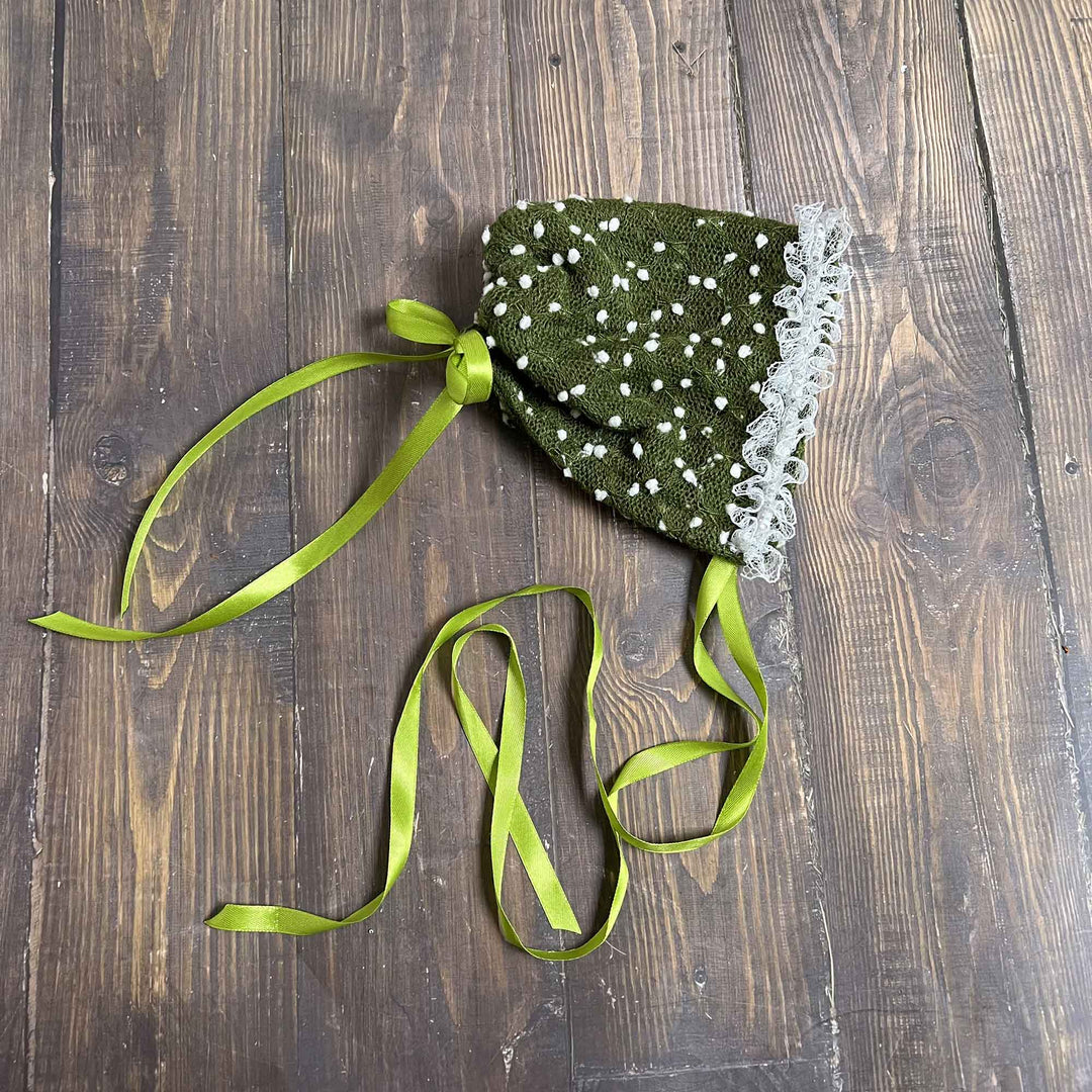 Polka Dot Hat with Lace Trim