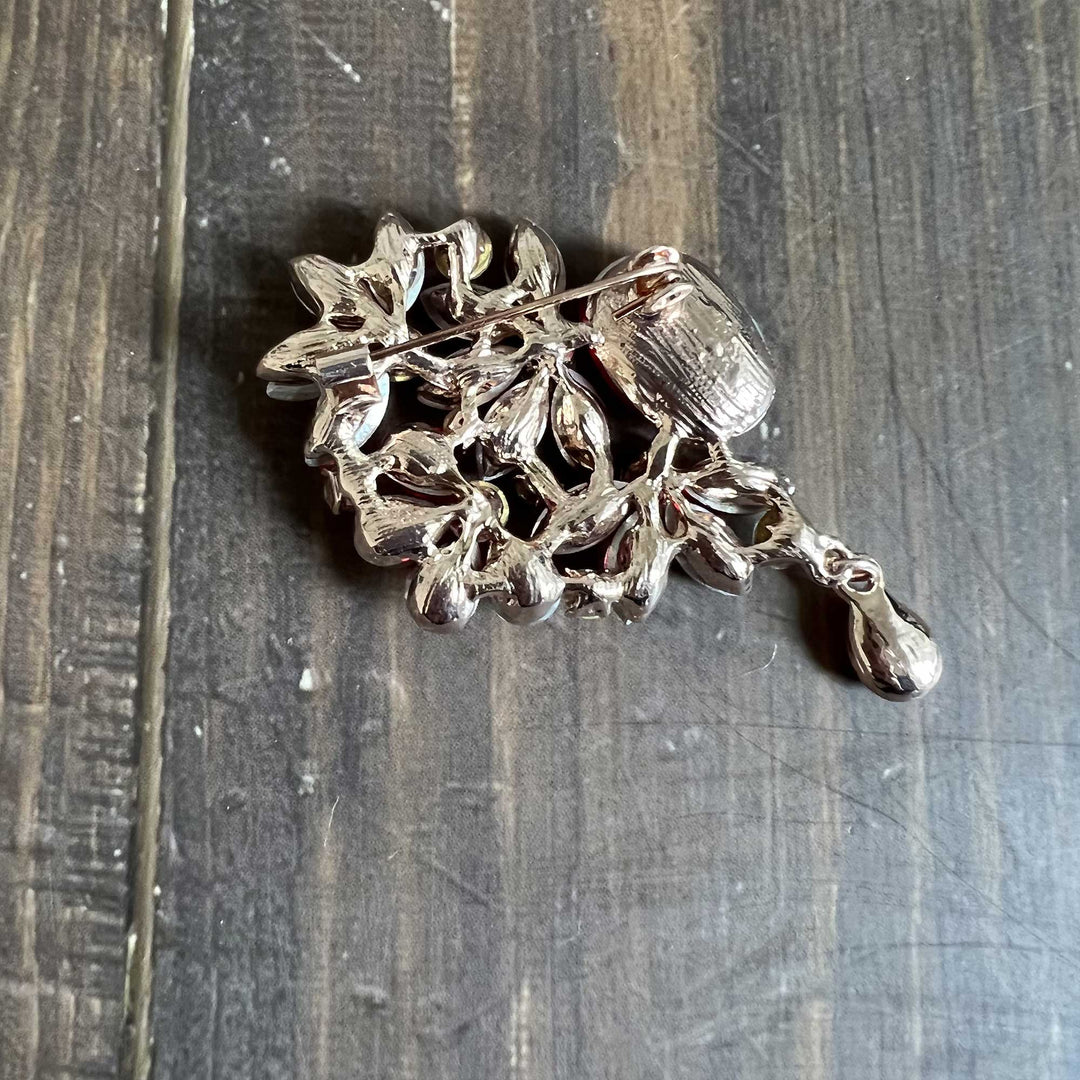 Fuchsia & Blue Rhinestone Brooches