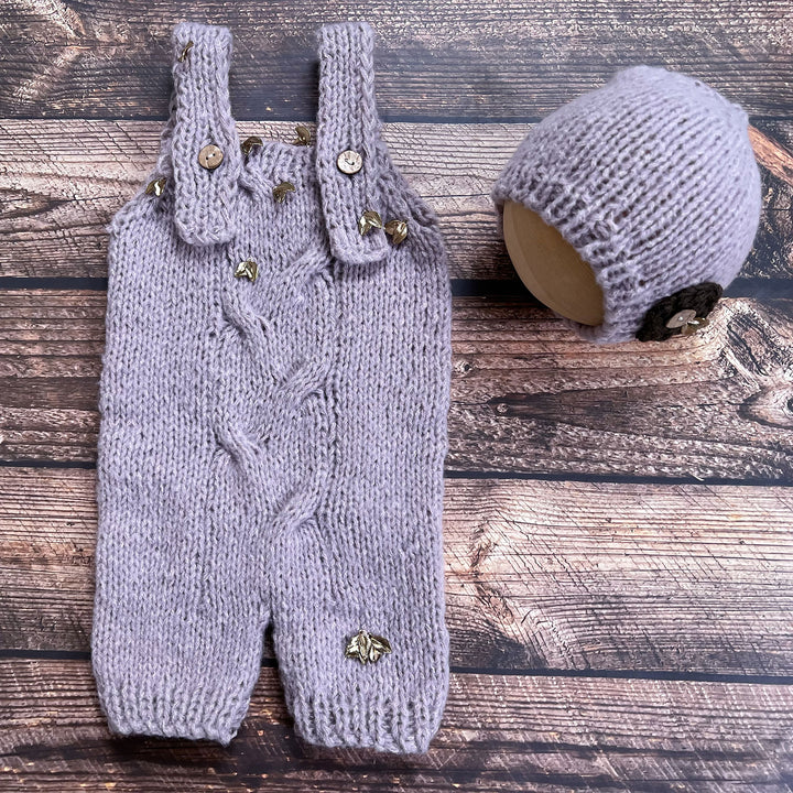 Baby Knit Suspender Pants & Hat Set