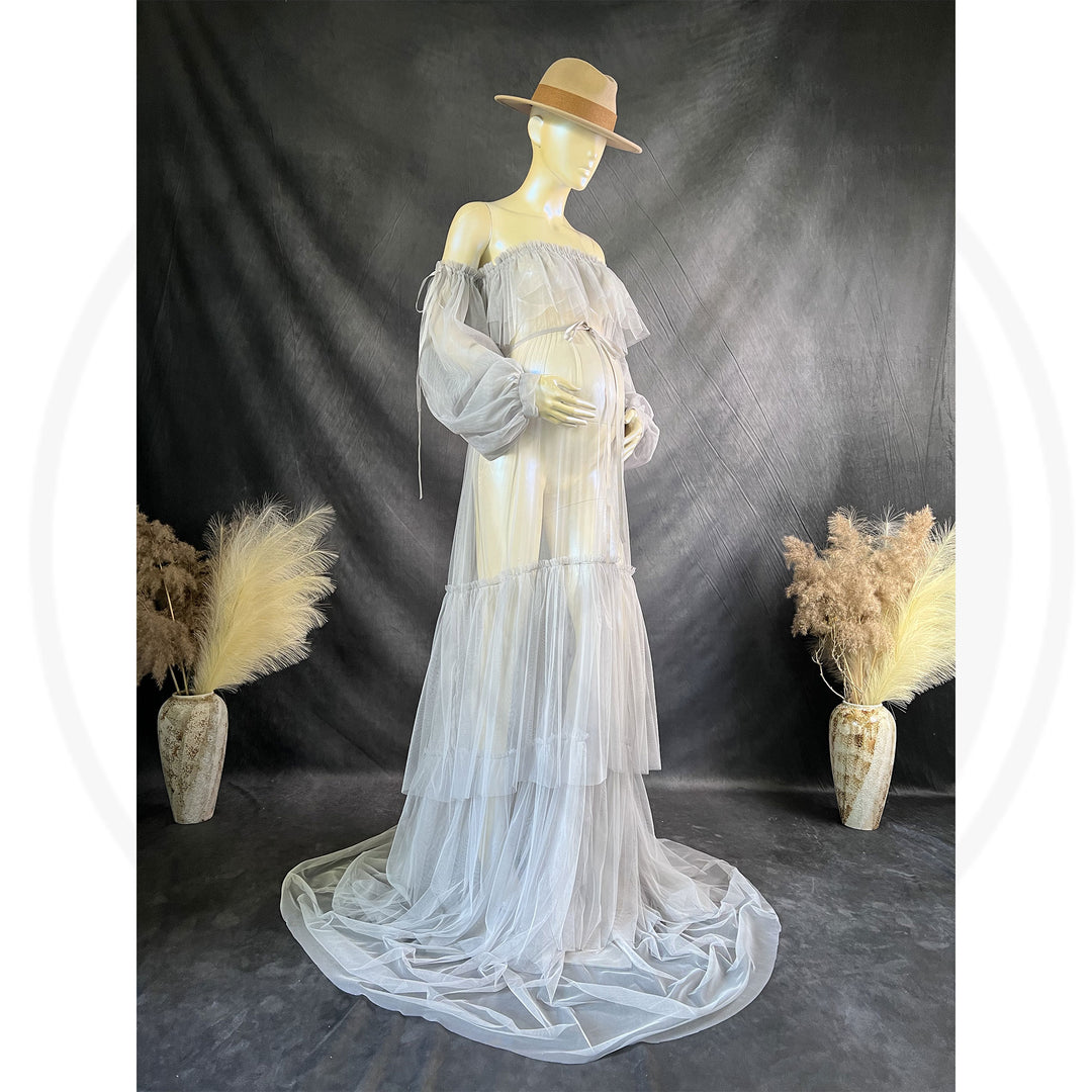 Grey Tulle Boob Tube Dress