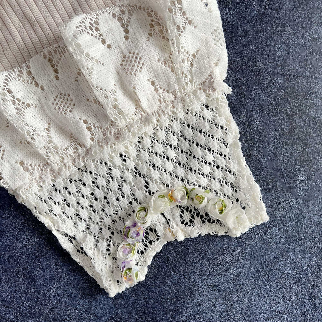 White Lace Floral Newborn Romper