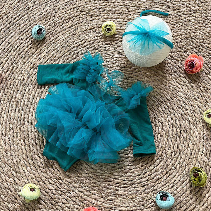 Dark Green Tulle Newborn Romper