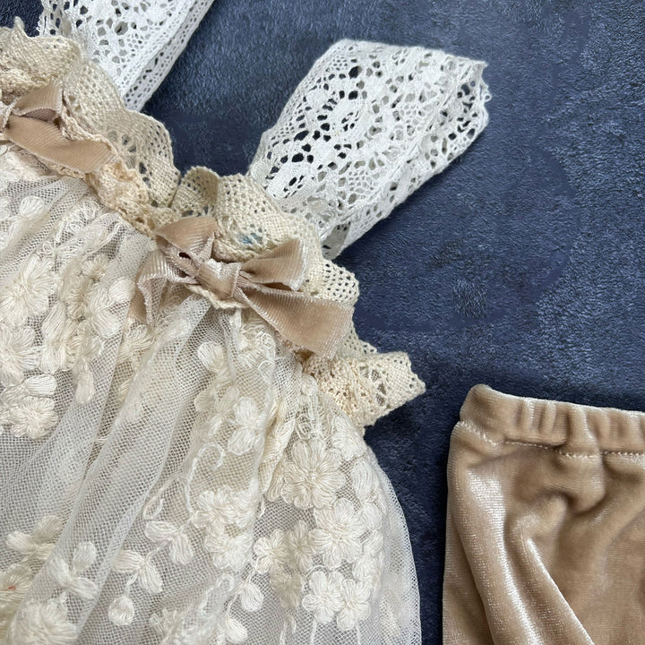 Embroidered Tulle Cami Top & Bloomer Set