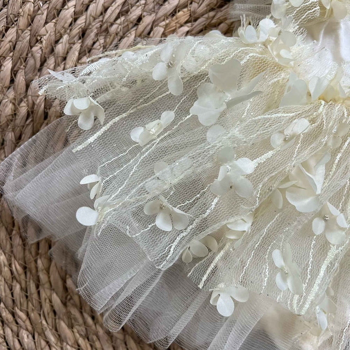 Light Yellow Floral Tulle Newborn Romper