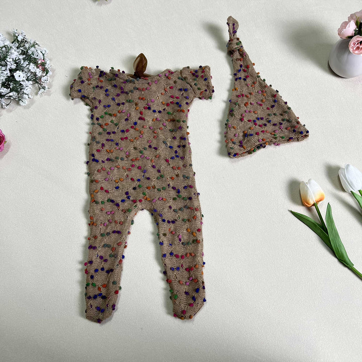 Newborn Romper matched Hat Set