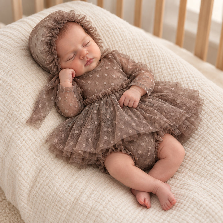 Newborn Rust Red Tulle Dress & Hat Set