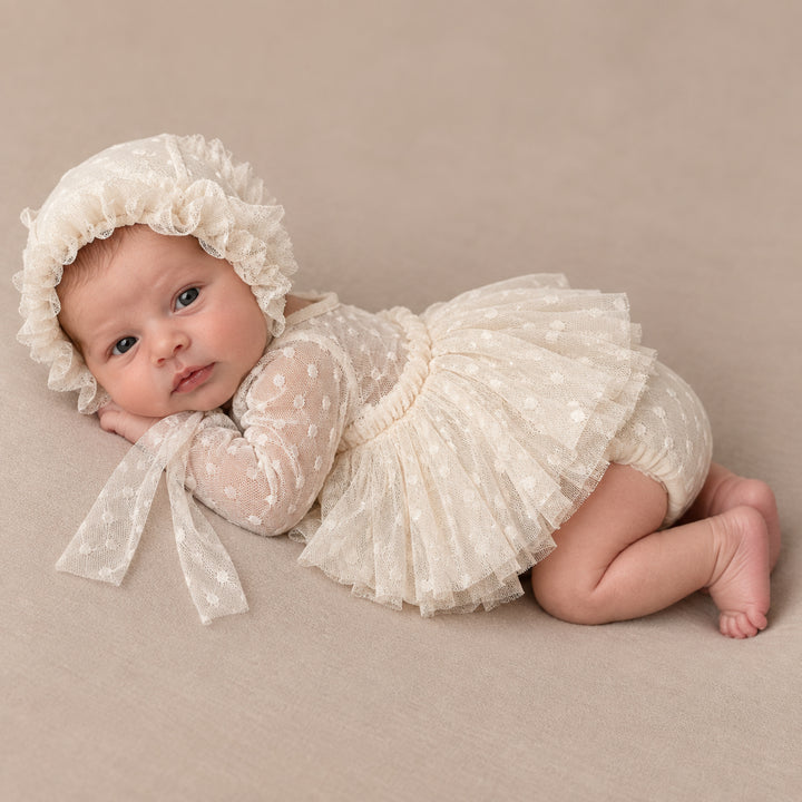 Newborn Rust Red Tulle Dress & Hat Set
