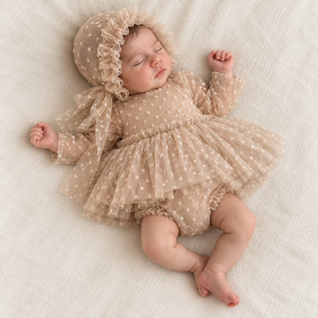 Newborn Rust Red Tulle Dress & Hat Set