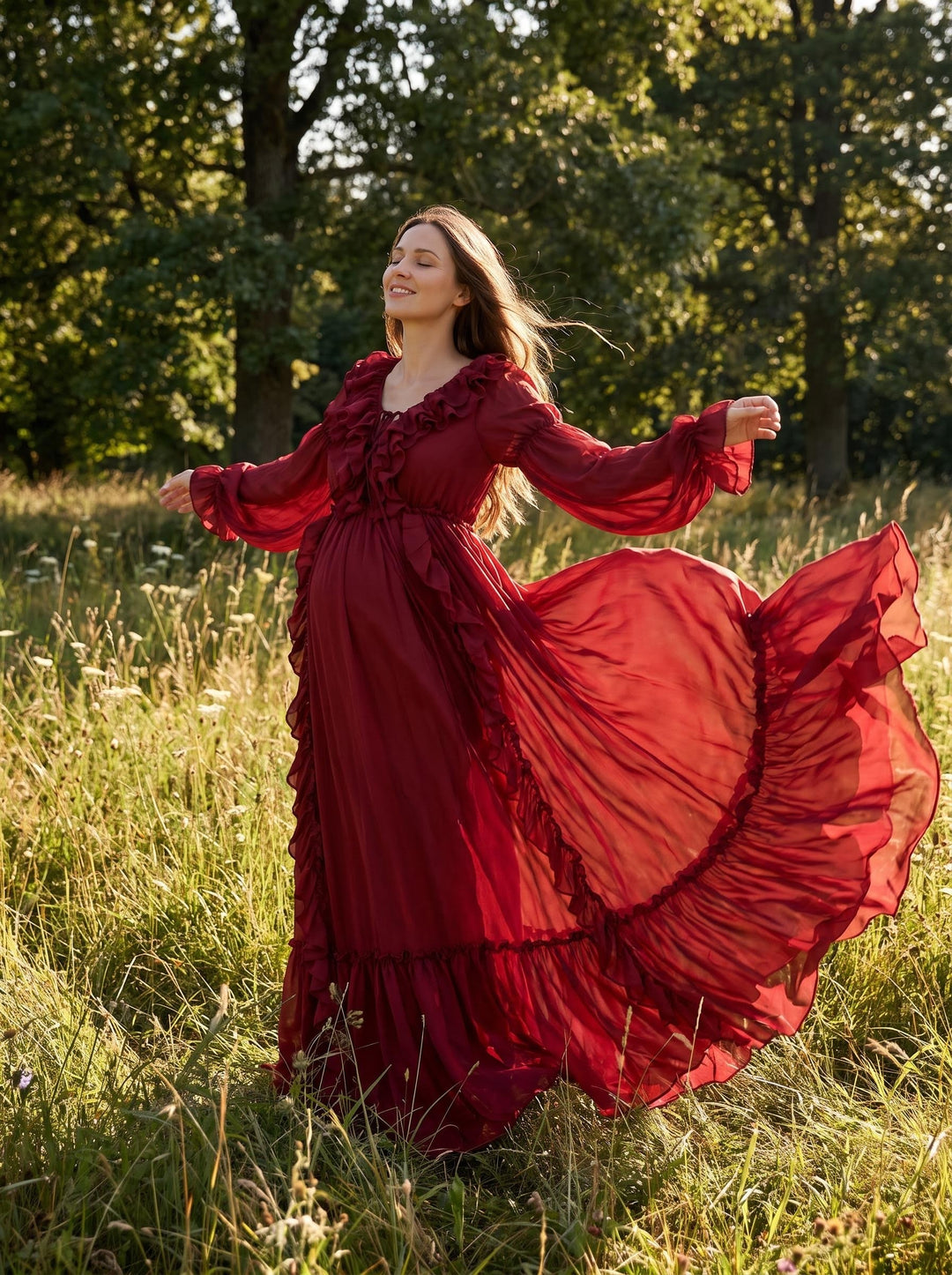 Kallectoria Gown | Vintage Tiered Ruffle Maternity Photography Dress
