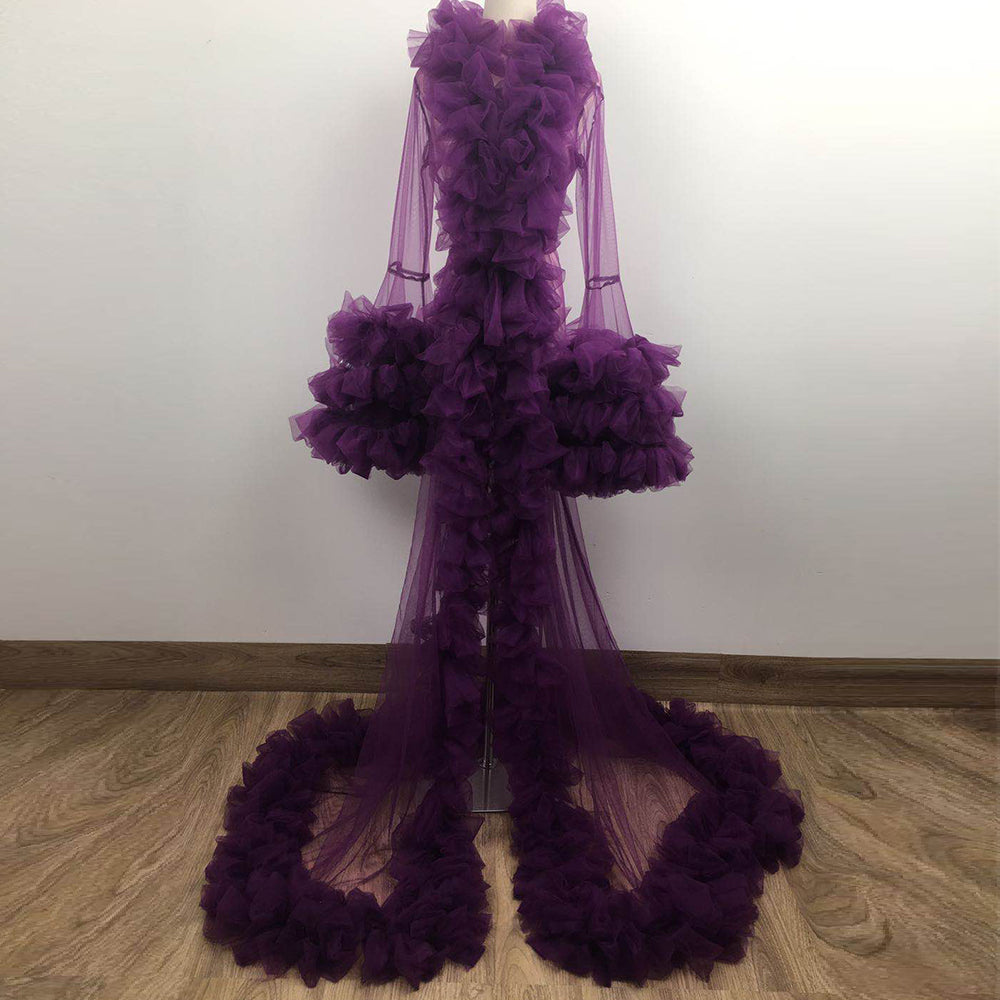 Edith Tulle Bell Sleeves Robe