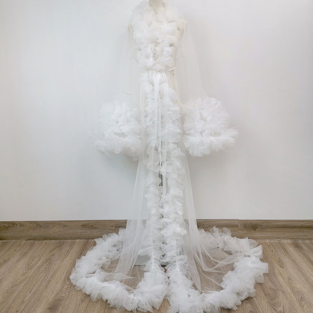 Edith Tulle Bell Sleeves Robe