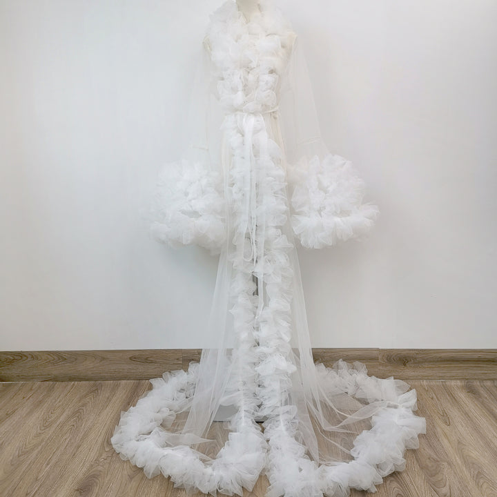 Edith Tulle Bell Sleeves Robe