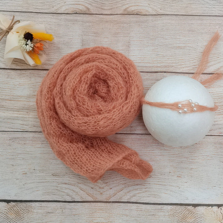 Stretchy Soft Knit Mohair Wrap with Headwear