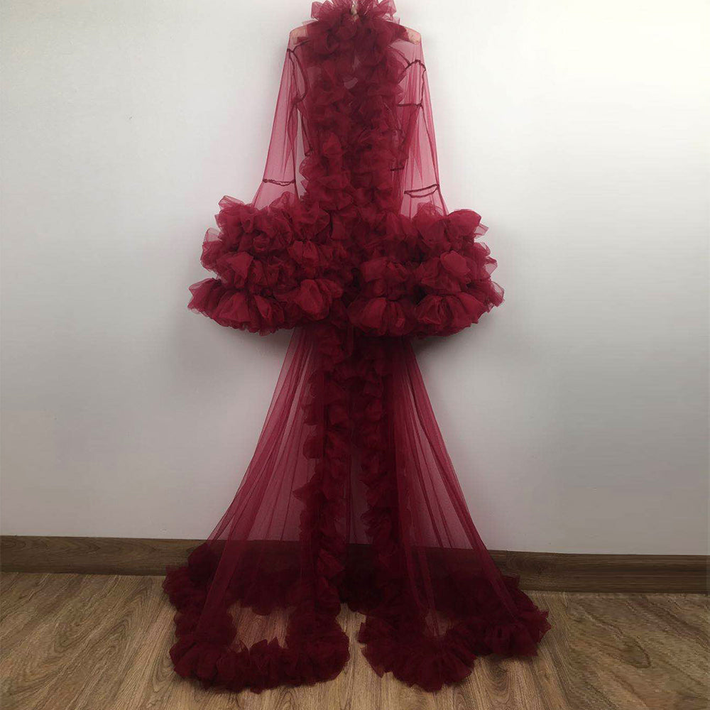 Edith Tulle Bell Sleeves Robe