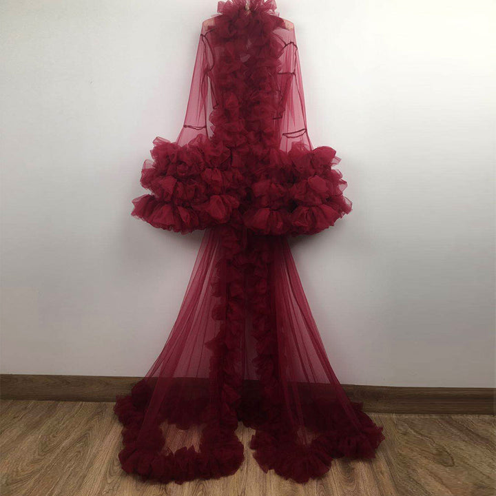 Edith Tulle Bell Sleeves Robe