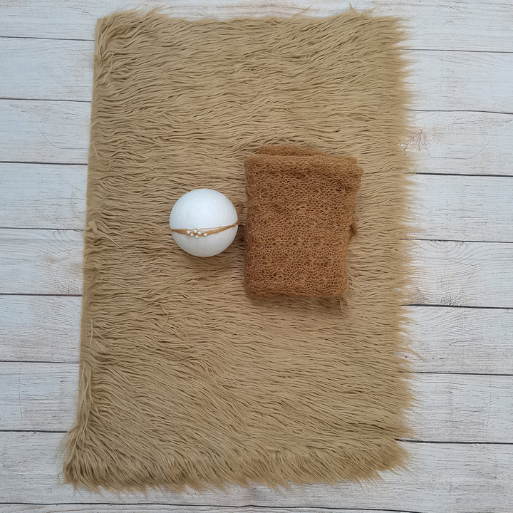 75X50com Faux Fur with Matched Wrap and Headwear Set