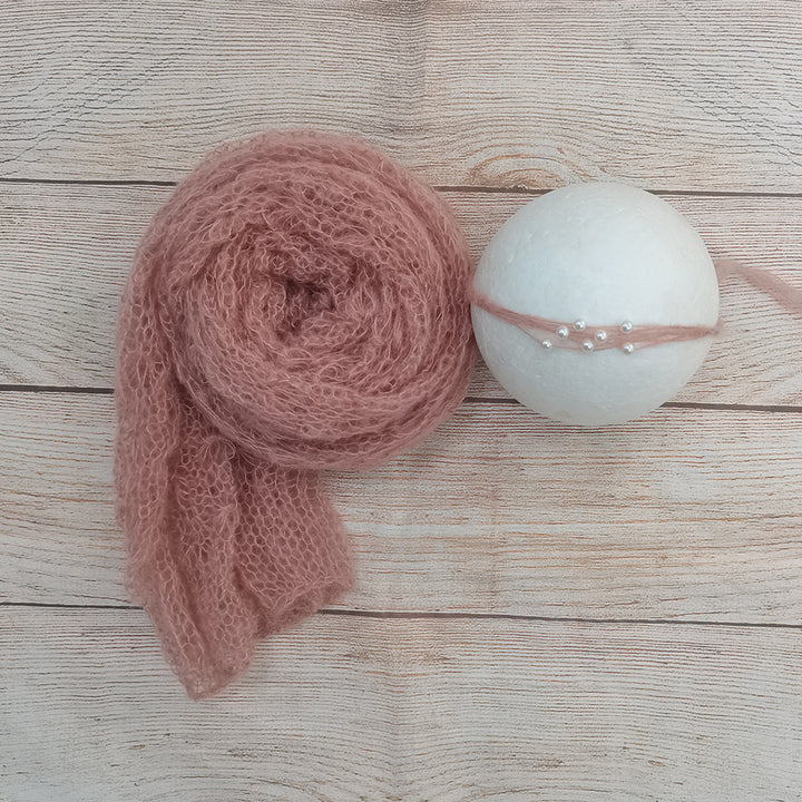 Stretchy Soft Knit Mohair Wrap with Headwear