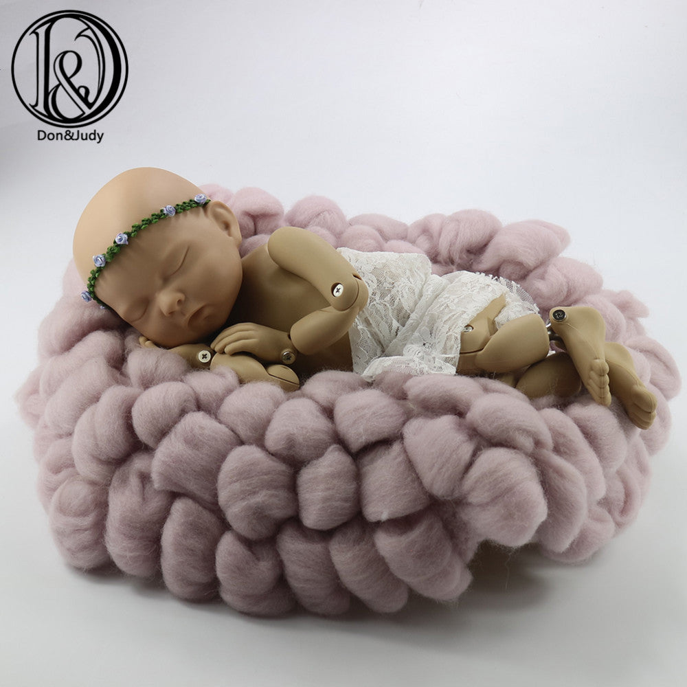 Hand Knit Chunky Wool Newborn Photo Blanket Newborn Blanket Backdrop Newborn Photo Props - Don&Judy Newborn&Maternity photography props
