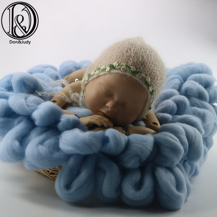 Hand Knit Chunky Wool Newborn Photo Blanket Newborn Blanket Backdrop Newborn Photo Props - Don&Judy Newborn&Maternity photography props