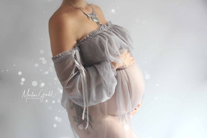 Grey Tulle Boob Tube Dress