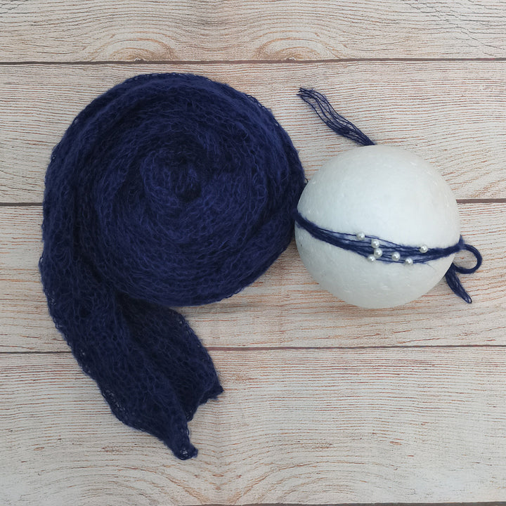 Stretchy Soft Knit Mohair Wrap with Headwear